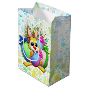 Funny Bunny biting an Easter Egg Medium Gift Bag