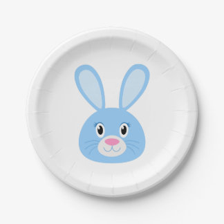 Funny Bunny Blue Paper Plate