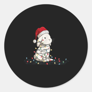 Funny Bunny Christmas Graphics Animal Lights Lover Classic Round Sticker