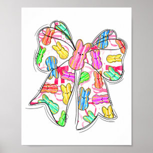Funny Bunny Coquette Bow Rabbit Lovers Easter Retr Poster