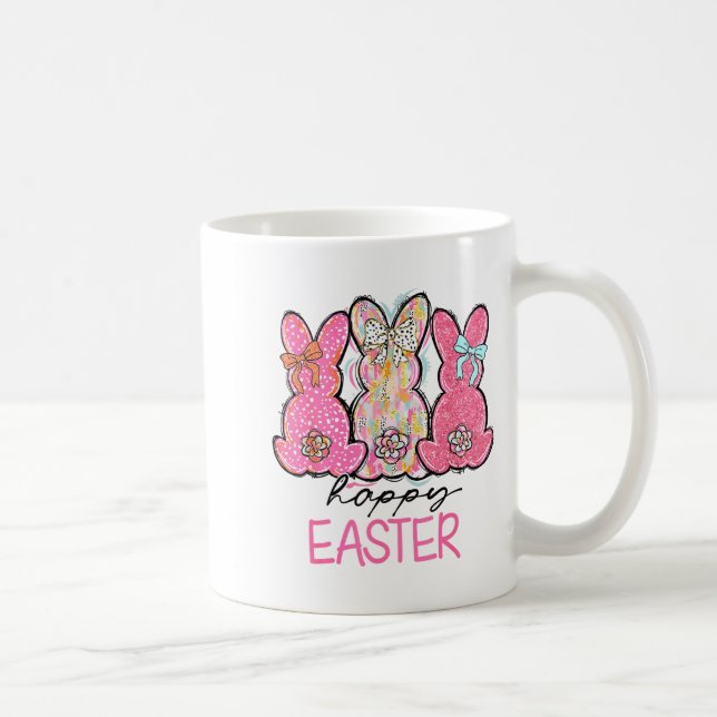 Funny Bunny Coquette Bow Rabbit Lovers Happy Easte Coffee Mug (Right)