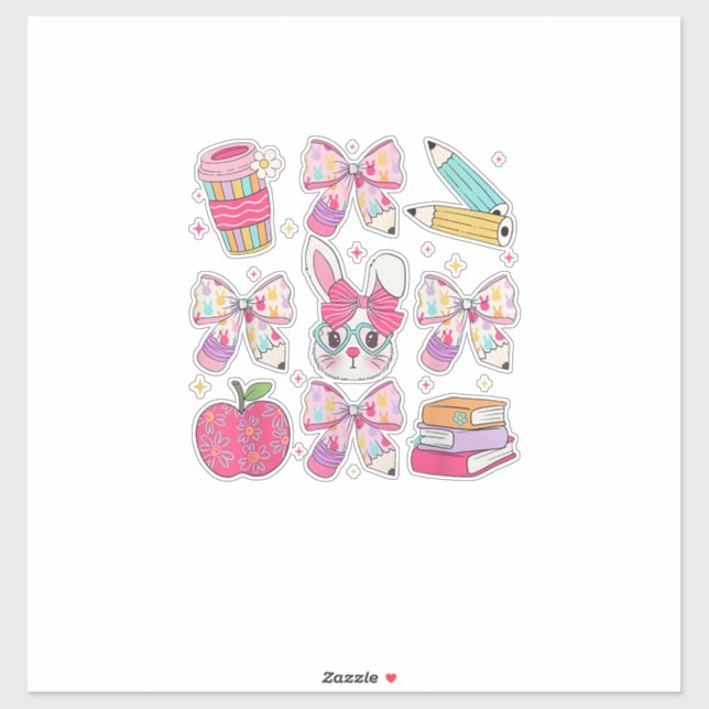 Funny Bunny Coquette Bow Rabbit Teacher Easter Ret (Sheet)