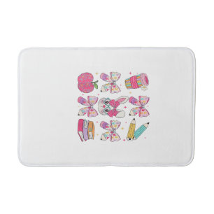 Funny Bunny Coquette Bow Rabbit Teacher Easter Ret Bath Mat