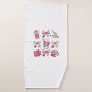 Funny Bunny Coquette Bow Rabbit Teacher Easter Ret Bath Towel