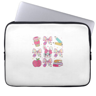 Funny Bunny Coquette Bow Rabbit Teacher Easter Ret Laptop Sleeve