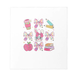 Funny Bunny Coquette Bow Rabbit Teacher Easter Ret Notepad