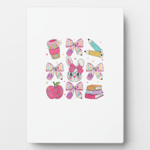 Funny Bunny Coquette Bow Rabbit Teacher Easter Ret Plaque