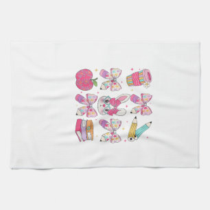 Funny Bunny Coquette Bow Rabbit Teacher Easter Ret Tea Towel