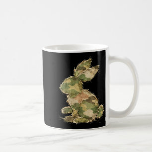 Funny bunny crochet patchwork camo rabbit happy coffee mug