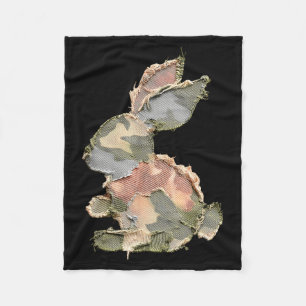 Funny Bunny Crochet Patchwork Camo Rabbit Happy Ea Fleece Blanket