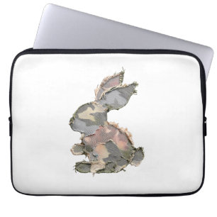 Funny Bunny Crochet Patchwork Camo Rabbit Happy Ea Laptop Sleeve