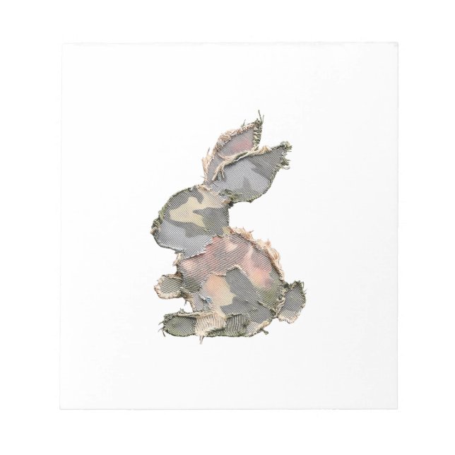 Funny Bunny Crochet Patchwork Camo Rabbit Happy Ea Notepad (Front)