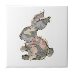 Funny Bunny Crochet Patchwork Camo Rabbit Happy Ea Tile