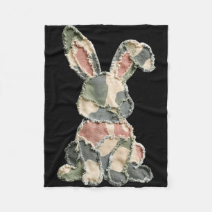 Funny bunny crochet patchwork camo rabbit happy fleece blanket