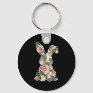 Funny bunny crochet patchwork camo rabbit happy key ring