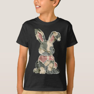 Funny bunny crochet patchwork camo rabbit happy T-Shirt