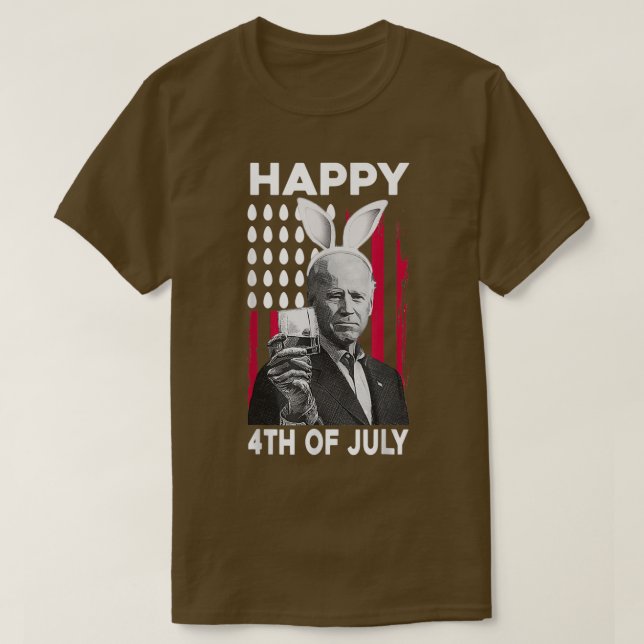 Funny Bunny Ears Biden Happy 4th Of July For Easte T-Shirt (Design Front)