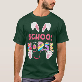 Funny Bunny Easter Day Matching Stethoscope School T-Shirt