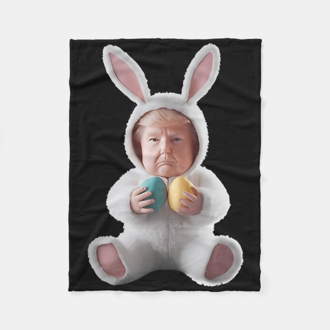 Funny Bunny Easter Trump Meme Happy Easter Day  Fleece Blanket (Front)