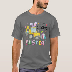 Funny Bunny Excavator Easter Egg Kid Boys Easter T-Shirt