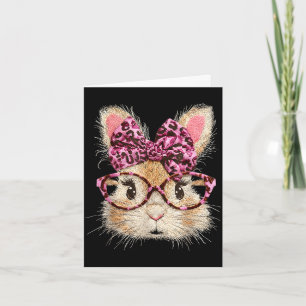 Funny bunny face glasses bandanna leopard rabbit card