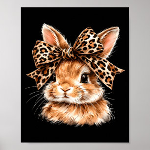 Funny bunny face glasses bandanna leopard rabbit poster
