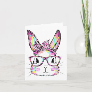 Funny Bunny Face Gles Rabbit Coquette Bow Happy Ea Card