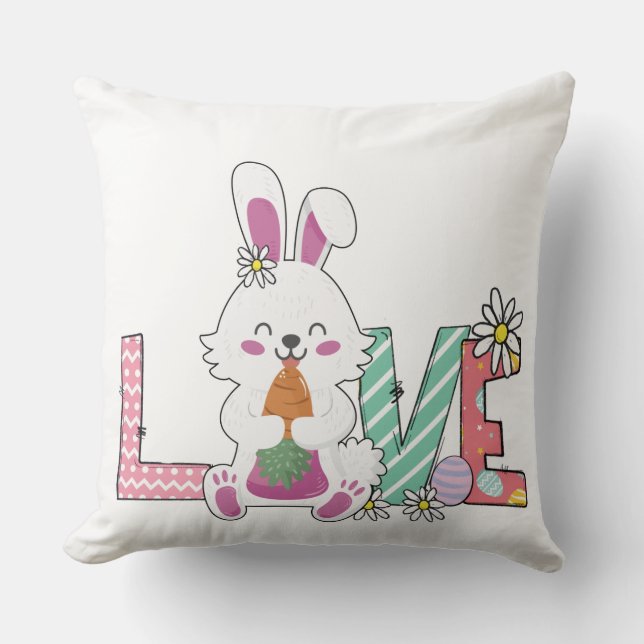Funny Bunny Happy Easter Day Cushion (Front)