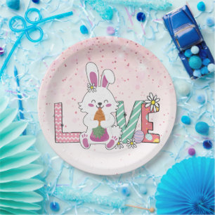 Funny Bunny Happy Easter Day Paper Plate