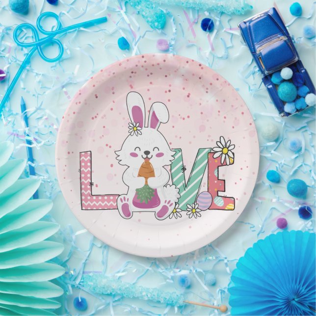 Funny Bunny Happy Easter Day Paper Plate (Party)
