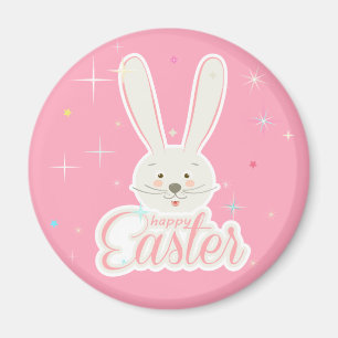 Funny Bunny Happy Easter Eggs Hunt Party Artwork  Magnet