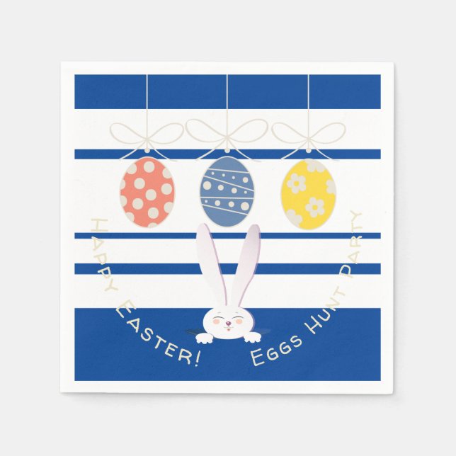 FUNNY BUNNY Hapy Easter Eggs Hunt Party Napkin (Front)