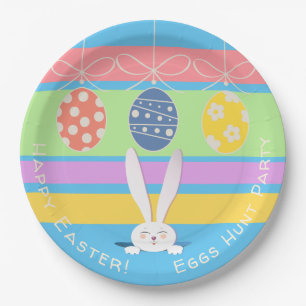 FUNNY BUNNY Hapy Easter Eggs Hunt Party Paper Plate