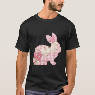 Funny Bunny Heart Floral Patchwork Rabbit Happy Ea T-Shirt