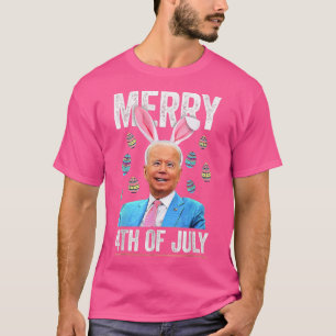Funny Bunny Joe Biden 4th Of July Happy Easter Day T-Shirt