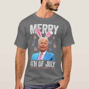 Funny Bunny Joe Biden 4th Of July Happy Easter Day T-Shirt