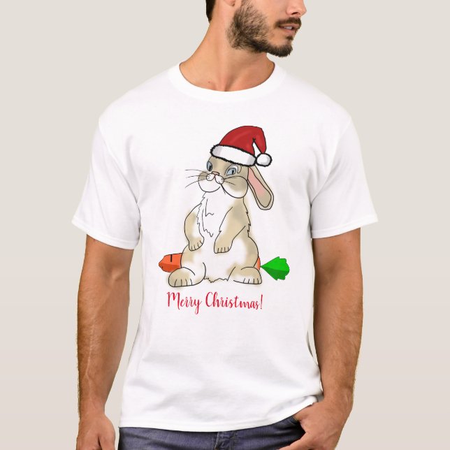 Funny Bunny Merry Christmas T-Shirt (Front)