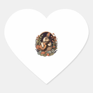 Funny Bunny Playing Banjo Guitar Music Rabbit Happ Heart Sticker