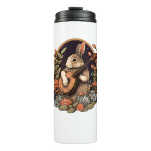 Funny Bunny Playing Banjo Guitar Music Rabbit Happ Thermal Tumbler