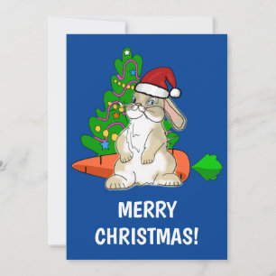 Funny Bunny Santa Merry Christmas customisable Holiday Card