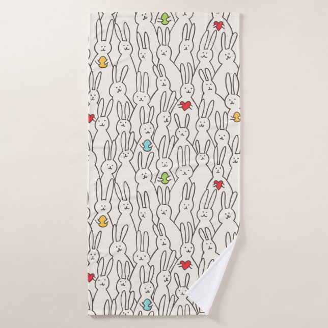 Funny bunny seamless pattern bath towel (Bath Towel)