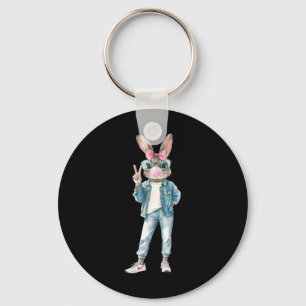 Funny Bunny Sungles Rabbit Coquette Bow Easter Tre Key Ring