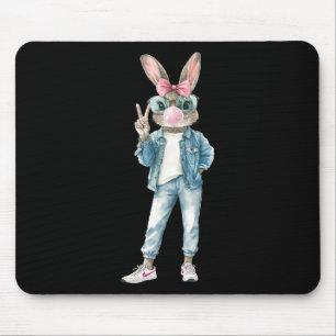 Funny Bunny Sungles Rabbit Coquette Bow Easter Tre Mouse Pad