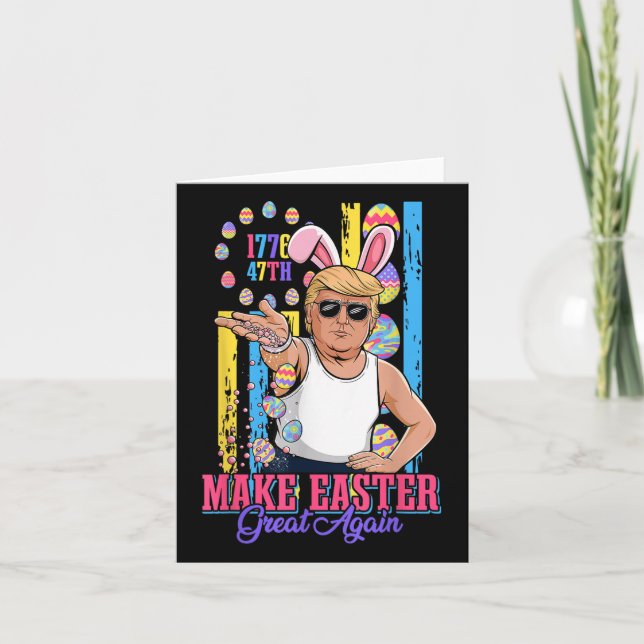 Funny Bunny Trump 47th Salt Bae Meme Make Easter G Card (Front)