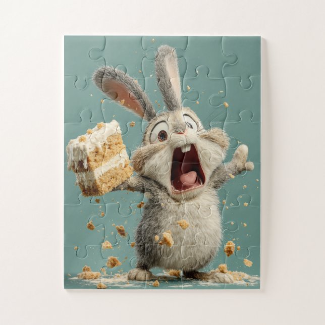 Funny Bunny with Cake Jigsaw Puzzle (Vertical)
