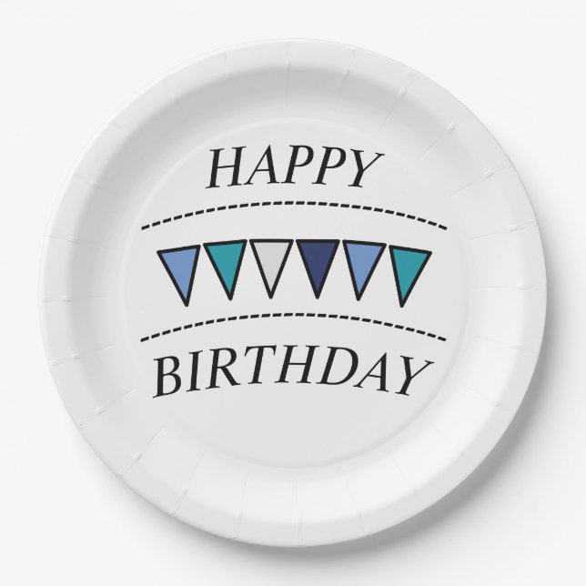 Funny Bunting Happy Birthday Paper Plate (Front)