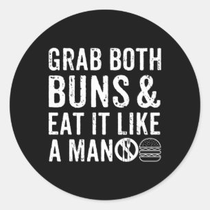 Funny Burger Bbq Men Gift Burger Lover Real Americ Classic Round Sticker