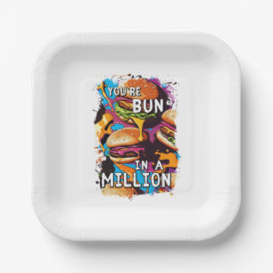 Funny BURGER Bun in a Million Pun for Food Lovers Paper Plate