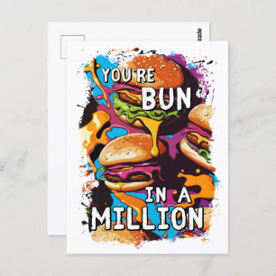 Funny BURGER Bun in a Million Pun for Food Lovers Postcard