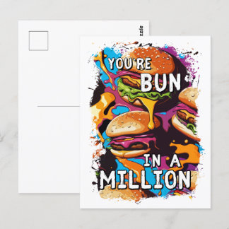 Funny BURGER Bun in a Million Pun for Food Lovers Postcard
